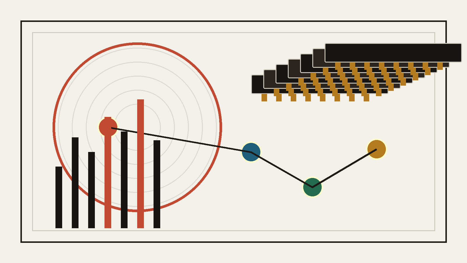 Text-free editorial image showing memory chips, wafer arcs, and supply-chain nodes